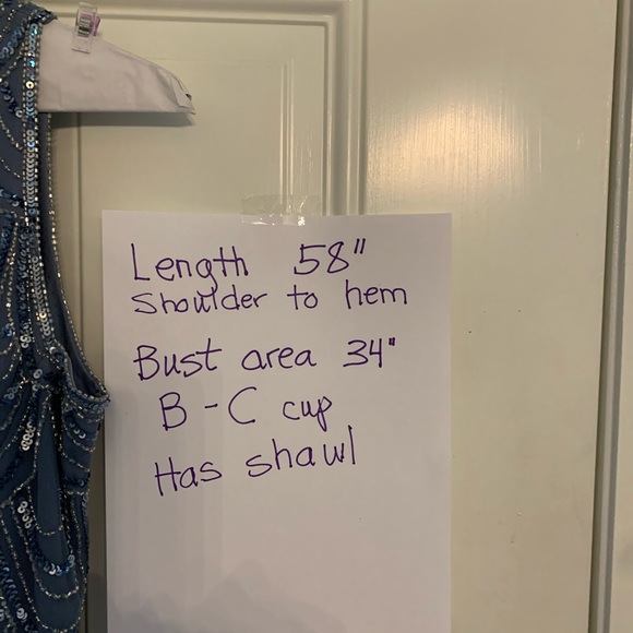 Beautiful slate blue mother of the groom dress with separate shawl - Picture 11 of 12